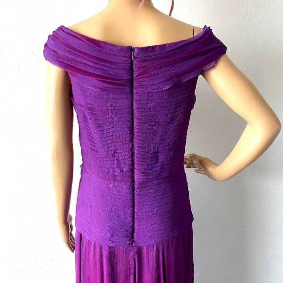 Evening Dress Formal Gown Designer Red Carpet Dress Silk Chiffon Maxi Plum Berry - Picture 7 of 10